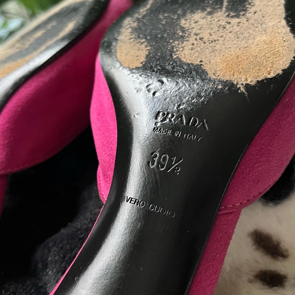 Prada Women's Fuchsia Suede Kitten Heels - Picture 5 of 9